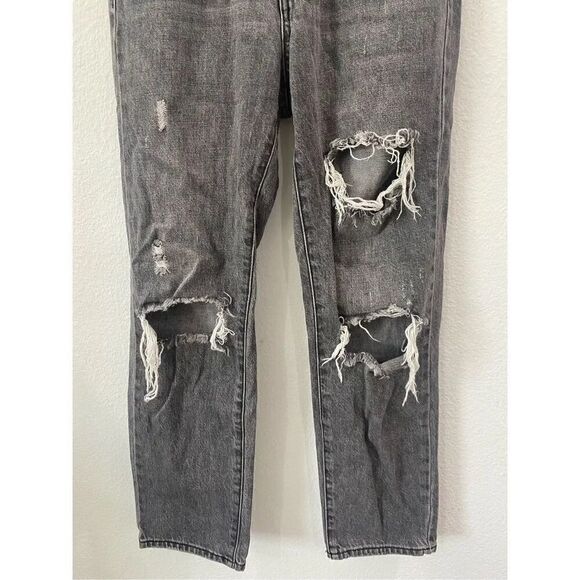 BDG Urban Outfitters High Waisted Slim Straight Jean Distressed in Washed Black. - Picture 5 of 13